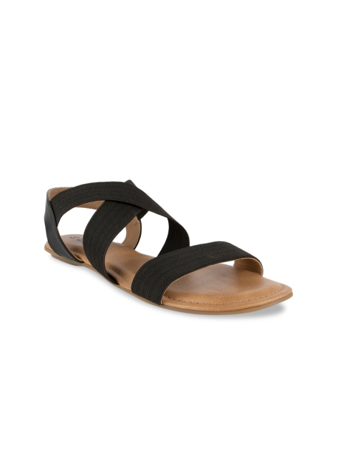 

SOLES Women Black Solid Open Toe Flats