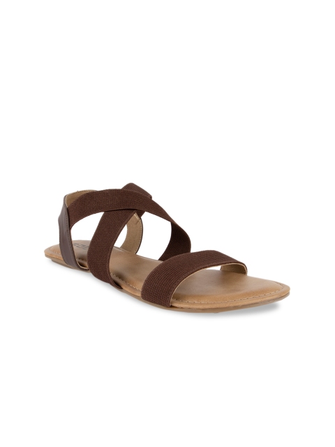 

SOLES Women Brown Solid Open Toe Flats