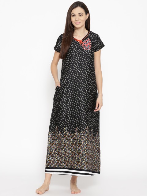 

Sweet Dreams Black & Beige Printed Nightdress 2513A9
