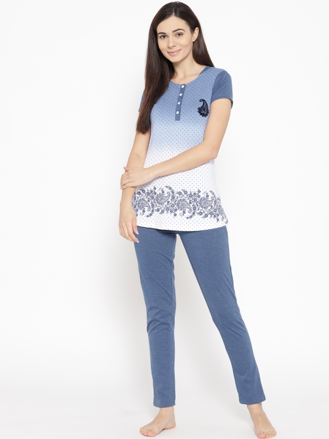 

Sweet Dreams Women Blue & White Printed Night Suit 2322A9, Navy blue
