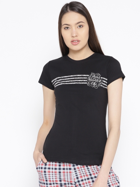 

Sweet Dreams Women Black Solid Lounge T-Shirt LT-310178