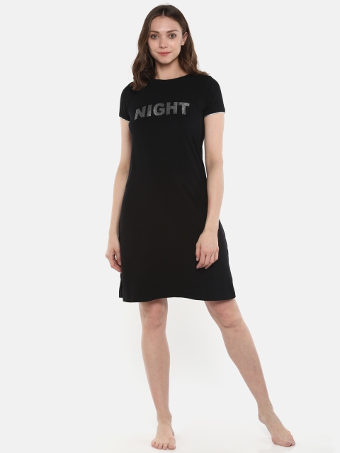 

Sweet Dreams Black Printed Detail Nightdress 2045A9