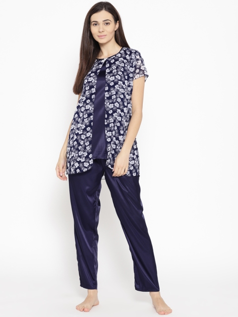 

Sweet Dreams Women Navy Blue & Off-White Printed Night Suit