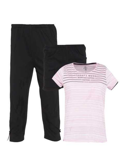 

Sweet Dreams Women Lavender & Black Striped Night Suit 2163A9