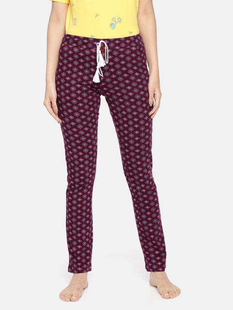 

Sweet Dreams Women Maroon & Orange Printed Lounge Pants
