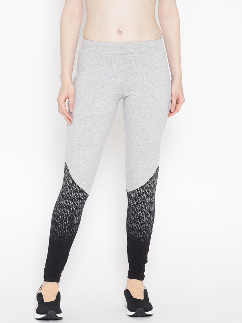 

Sweet Dreams Women Grey Melange & Black Printed Tights