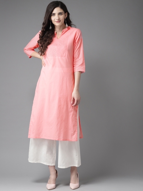 

HERE&NOW Women Pink Solid Straight Kurta