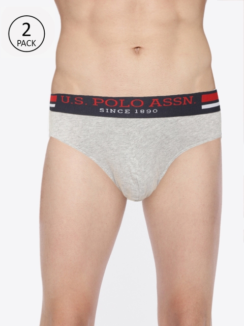 

U.S. Polo Assn. Men Pack of 2 Solid Briefs Z9I006-010-P2-M, Grey melange