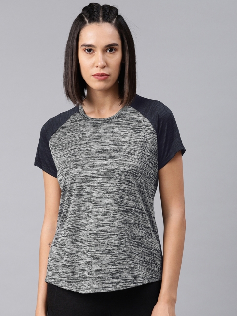 

HRX by Hrithik Roshan Women Charcoal Grey Solid Round Neck T-shirt