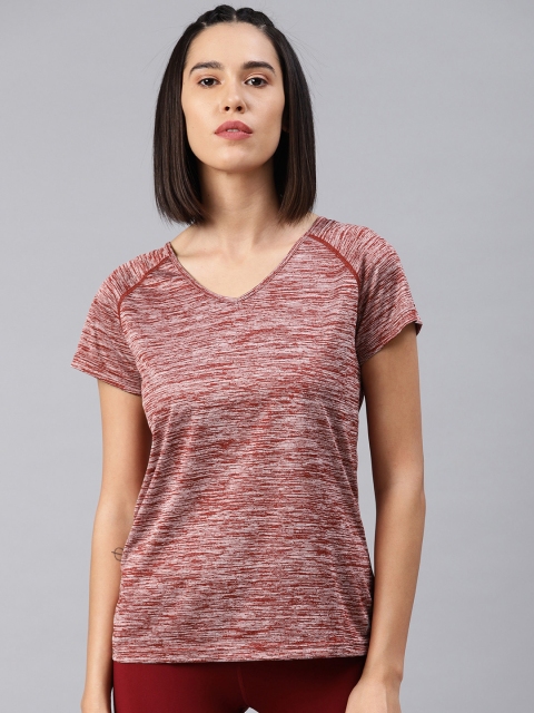 

HRX by Hrithik Roshan Women Maroon Solid Rapid Dry V-Neck Running Tshirt