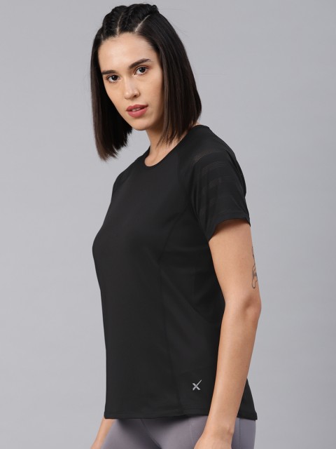 

HRX by Hrithik Roshan Women Black Solid Round Neck Rapid Dry Running T-shirt
