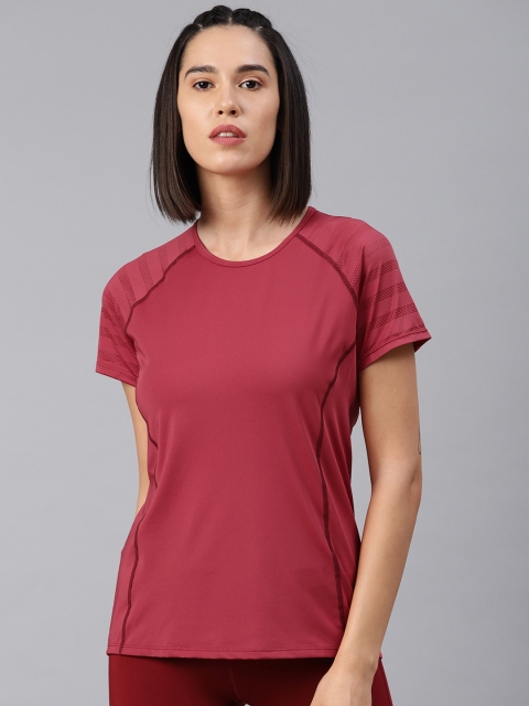 

HRX by Hrithik Roshan Women Maroon Solid Rapid Dry Running T-shirt