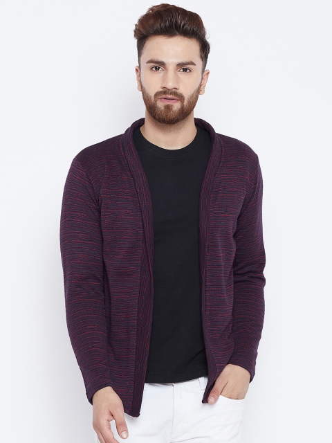

Camey Maroon Self Design Open Front Shrug