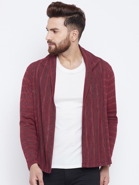 

Camey Red Self Design Open Front Shrug
