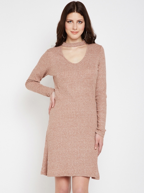 

Nun Women Pink Self Design Knitted Dress