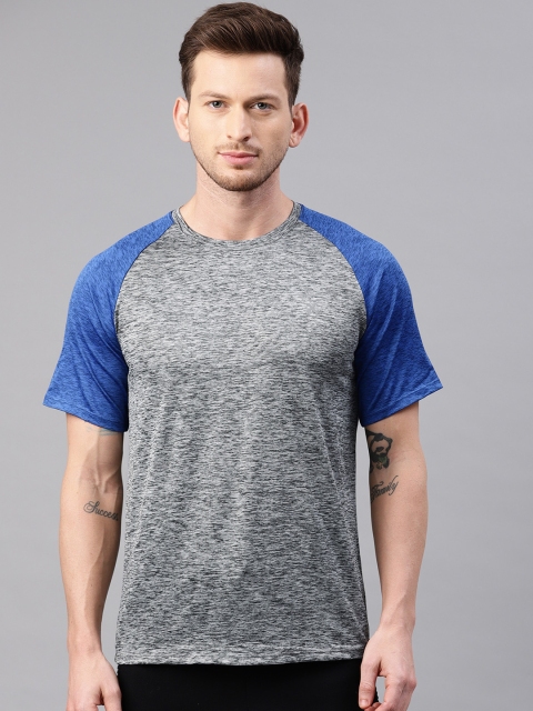 

HRX by Hrithik Roshan Men Grey Melange & Blue Solid Men Rapid Dry Running T-shirts