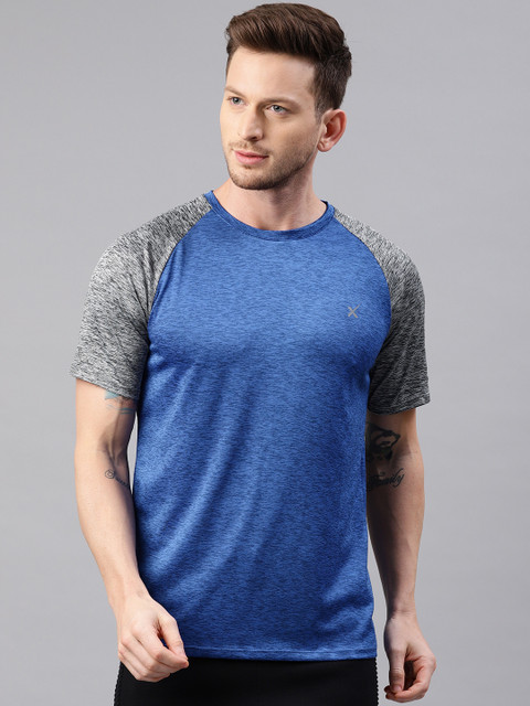 

HRX by Hrithik Roshan Men Navy Blue & Grey Melange Solid Men Rapid Dry Running T-shirts