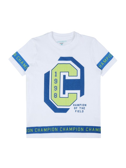 

Pantaloons Junior Boys White Printed Round Neck T-shirt