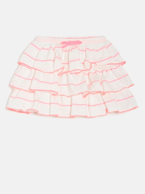 

MINI KLUB Girls Off White Solid Tiered Skirt