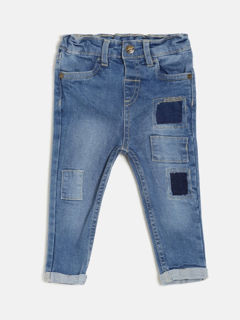 

MINI KLUB Boys Blue Regular Fit Mid-Rise Low Distress Stretchable Jeans