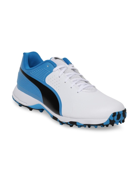 

Puma Men White & Blue COlourblocked Synthetic Mid-Top Cricket Shoes