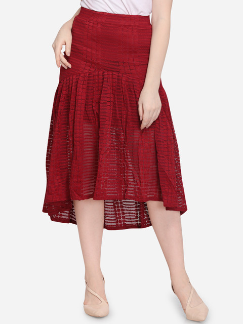 

Smarty Pants Women Maroon Solid Flared Midi Skirt