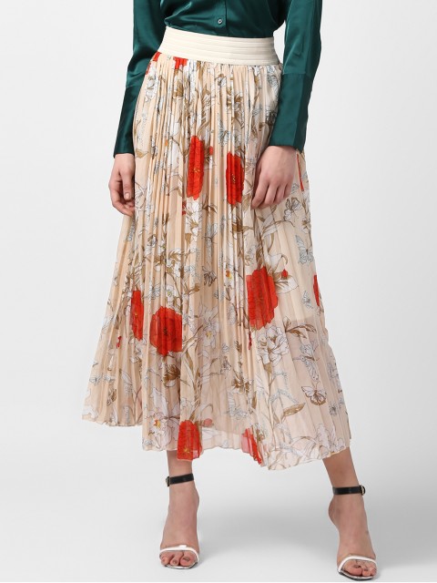 

StyleStone Women's Cream-Coloured & Red Printed A-Line Skirt