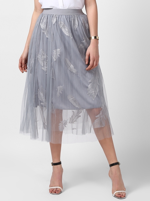 

StyleStone Women's Grey Embellished A-Line Skirt