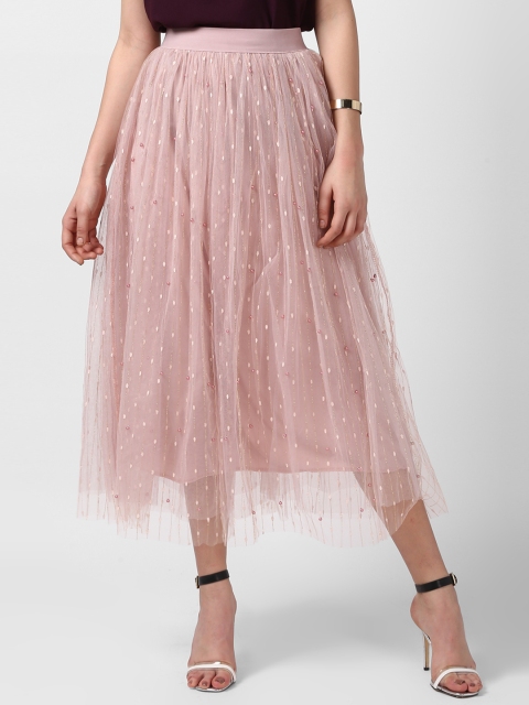 

StyleStone Pink Embellished A-Line Skirt