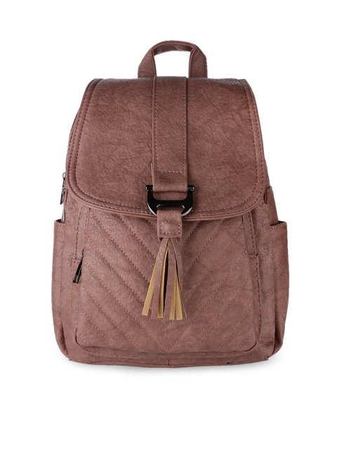 

Satchel Bags Women Pink Textured Backpack, Brown