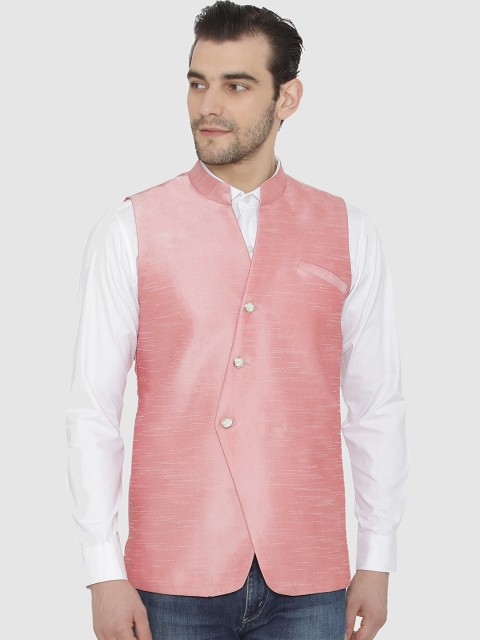 

Raas Men Pink Solid Nehru Jacket