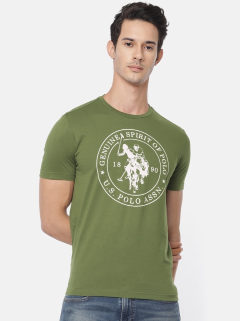 

U.S. Polo Assn. Men Green Printed Round Neck T-shirt