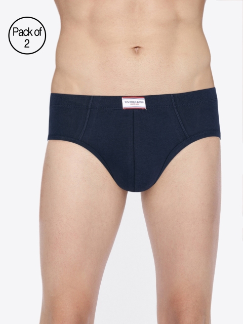 

U.S. Polo Assn. Men Navy Blue Solid Pack Of 2 Briefs I639-195-P2-S