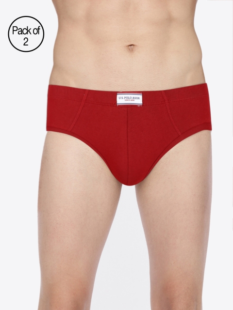 

U.S. Polo Assn. Men Red Solid Pack of 2 Briefs I639-125-P2-S