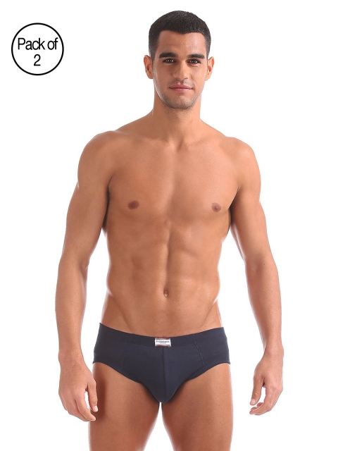 

U.S. Polo Assn. Men Navy Blue Solid Pack Of 2 Briefs I639-195-P2