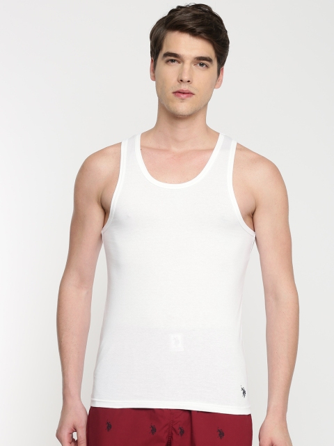 

U.S. Polo Assn. Men White Solid Basic Innerwear Vest I024-001-P1