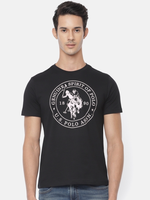 

U.S. Polo Assn. Men Black Printed Round Neck T-shirt