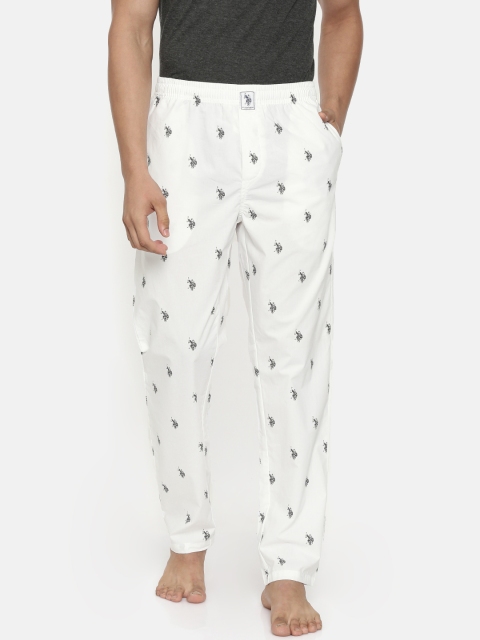 

U.S. Polo Assn. Men White Printed Athleisure Pants