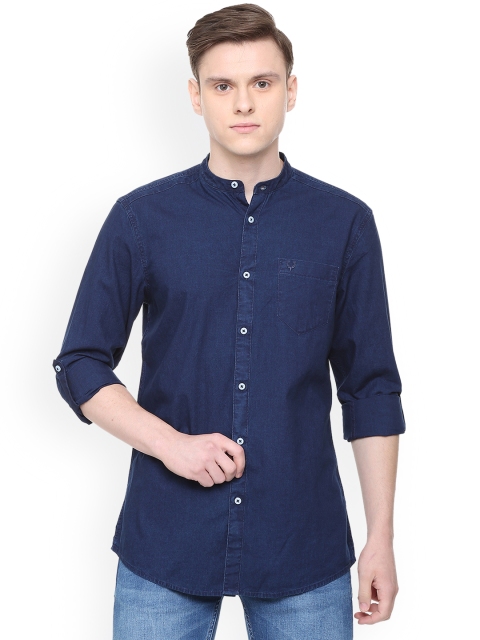 

Solly Jeans Co. Men Navy Blue Slim Fit Solid Casual Shirt