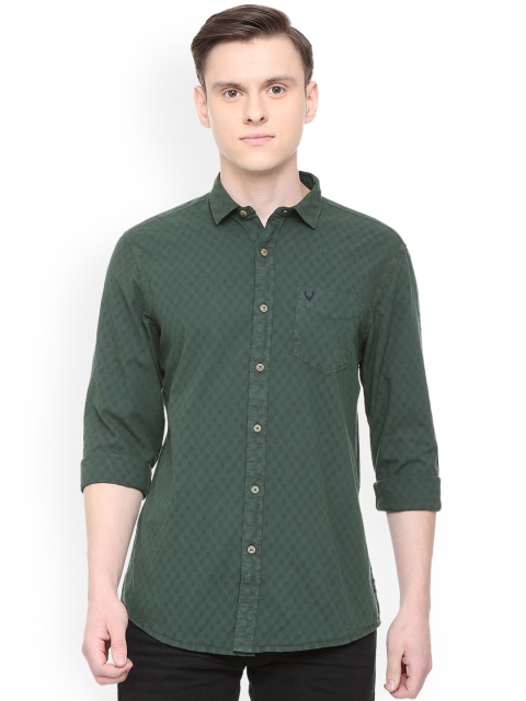 

Solly Jeans Co. Men Olive Green Slim Fit Self Design Casual Shirt