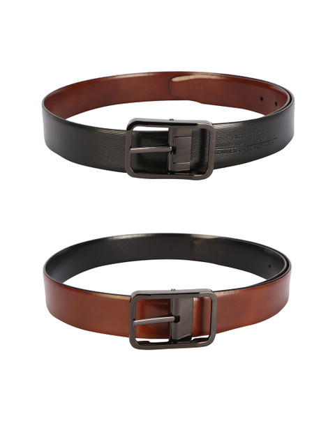 

Allen Solly Men Black & Brown Solid Leather Reversible Belt
