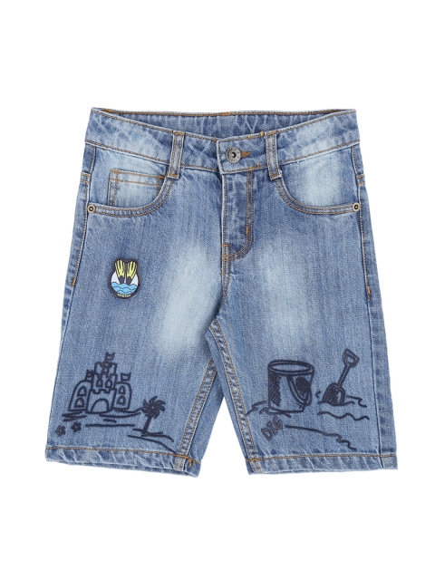 

Pantaloons Junior Boys Blue Washed Regular Fit Denim Shorts