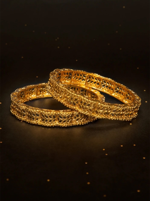 

Rubans Set of 2 Gold-Plated Handcrafted Filigree Bangles