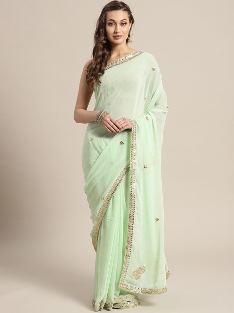 

Geroo Jaipur Sea Green Gotta Patti Saree