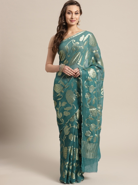 

Geroo Jaipur Green & Golden Woven Design Saree