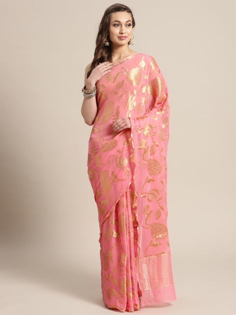 

Geroo Jaipur Pink & Golden Woven Design Saree
