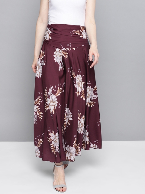 

Trend Arrest Women Burgundy & Off-White Printed Flared Palazzos