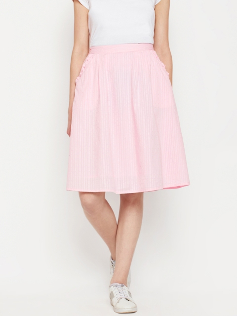 

Oxolloxo Women Pink Striped A-Line Skirt