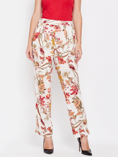 

Oxolloxo Women Multicoloured Regular Fit Printed Peg Trousers, Multi
