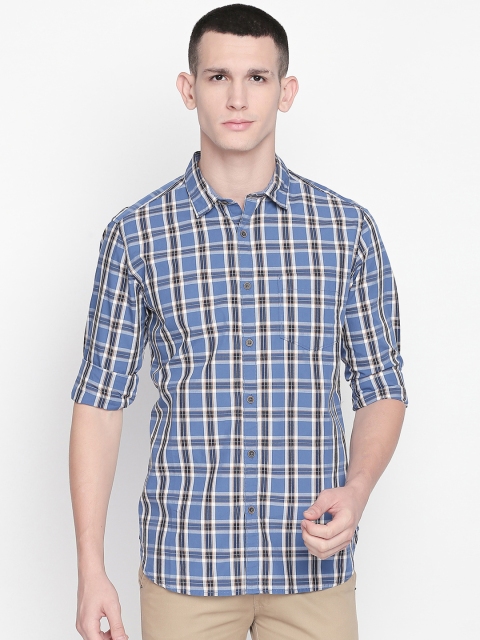 

BYFORD by Pantaloons Men Blue Slim Fit Checked Casual Shirt